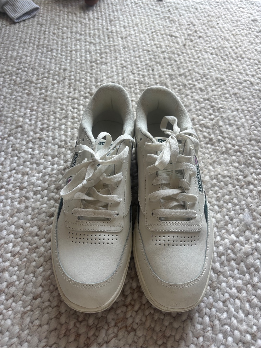 Reebok White Sneakers with Teal and Pink Accents